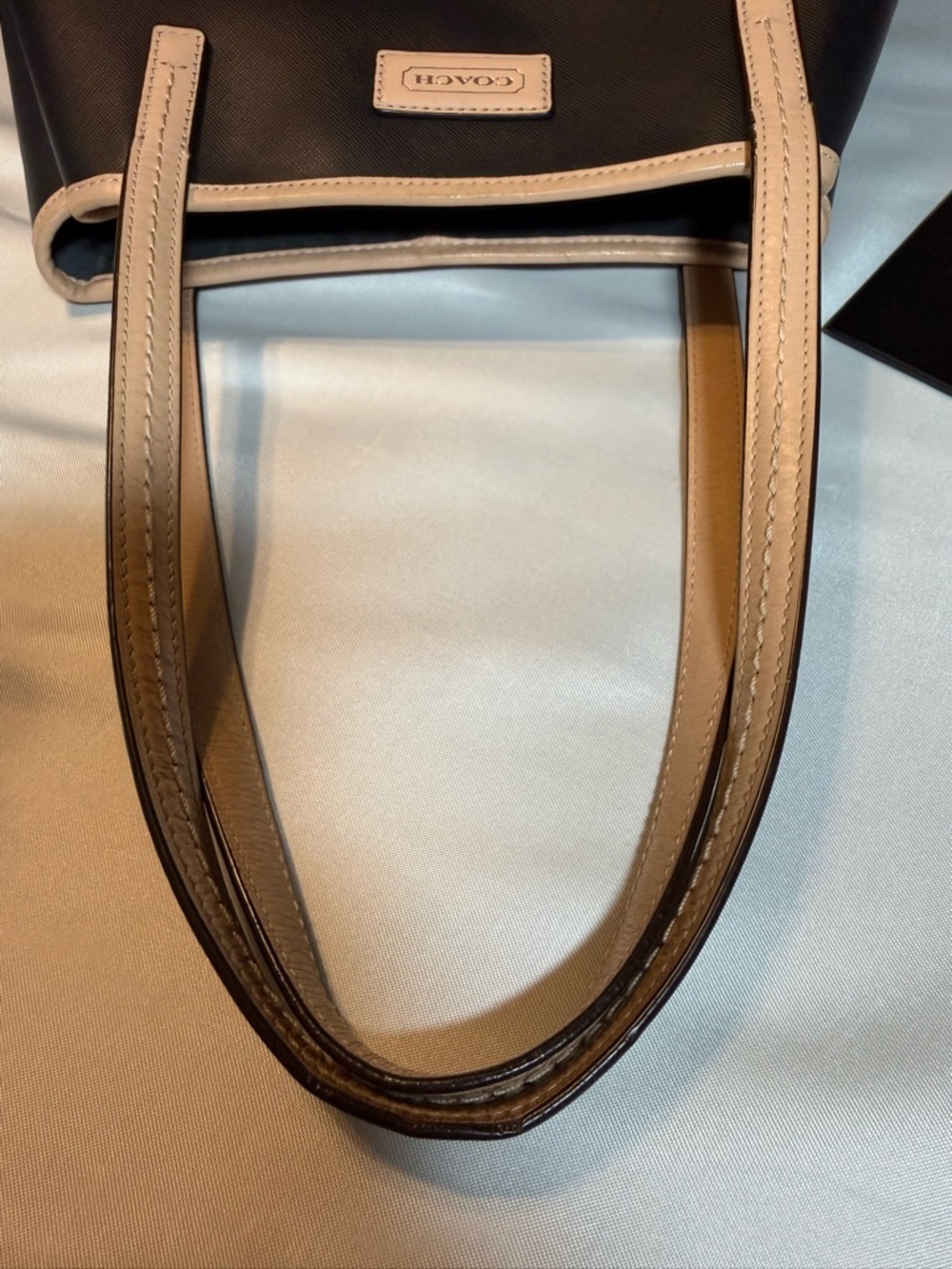 Coach Peyton Signature Tote (F24341) in Black Canvas and Leather Tan Accents - Picture 12 of 15